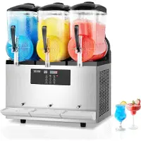 Vevor kaupallinen slushy-kone, 12Lx3 kolmisäiliöinen jäädytettyjen juomien kone, 144 kuppia ruostumattomasta teräksestä valmistettu Margarita Smoothie -jäädytettyjen juomien valmistaja, slushie-kone k