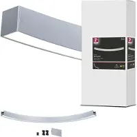 Paulmann LED-valolista Linion, kromi, 90° kaari, 3 000 K himmennettävä, Alumiini/harmaa/sinkki, Olohuone/ruokailutila, Alumiini, Moderni
