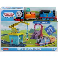 Fisher-Price moottoroitu lelujunasetti Fix 'em Up Friends Carlyn, nosturi Sandyn, kiskokiituri ja Thomasin kanssa esikouluik isille lapsille