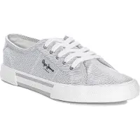 Pepe Jeans for woman. PLS31439 Brady Party Ballerina Shoes silver (37), Fabric, Flat, Laces, Casual