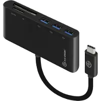 Alogic USB-C MultiPort Adapter with Card Reader/3 x USB 3.0 Hub USB hub - 3 porttia - Musta