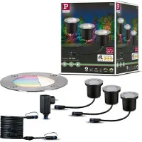 Paulmann Plug & Shine upotettu ZigBee RGBW 3-pohjainen Einbauleuchte, himmennettävä, Alumiini/harmaa/sinkki, Metalli, Moderni,