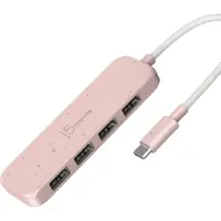J5CREATE JCH341ER - USB-C to 4-Port Type-A Hub USB hub - 4 porttia - USB 3.2 - Vaaleanpunainen
