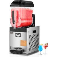 Vevor kaupallinen slushy-kone, 12 litran yhden säiliön jäädytettyjen juomien kone, 48 kuppia ruostumattomasta teräksestä valmistettu Margarita Smoothie -jäädytettyjen juomien valmistaja, slushie-kone
