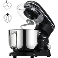 Vevor -yleiskone, 6 QT-taikinansekoitin, 1400 W, 6 + P-nopeutta, kallistettava yleiskone ruostumattomasta teräksestä valmistetulla kulholla, taikinakoukulla, vispilällä, litteällä vatkaimella, kaapimel