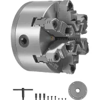 Vevor 6-leukainen sorvin istukka, 6 tuumaa (160 mm), itsekeskittyvä istukka D1-4 nokkalukituslevyllä, 0,12-5,71 tuumaa (3-145 mm) kiinnitysalue T-avaimella, materiaali HT300, puu- ja metallisorville