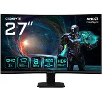 Gigabyte 27" GS27QCA, kaareva 180Hz QHD-pelimonitori, musta