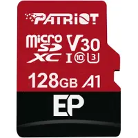 Patriot Memory – Patriot microSDXC EP memory card, 128 GB, UHS-I U3 V30, Class 10, A1, black and red, for smartphones and Full HD video recording (PEF128GEP31MCX)