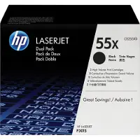 HP CE255XD XL -laservärikasettipakkaus, musta, 2 kpl