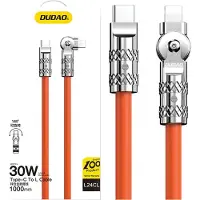 Dudao L24CL USB-C - Lightning-kulmakaapeli 180 kierto 30W 1m - oranssi