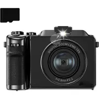 INF Digitaalikamera 4K/48MP/18X digitaalinen zoom/automaattitarkennus/kaksoiskamera 32GB TF-kortilla Black