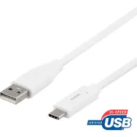 Deltaco USB-A till USB-C Kabel, 1m 3A USB 2.0, Vit
