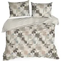 Eurofirany Puuvillasatiini vuodevaatteet SPRING printillä 220X200 + 70X80X2 beige