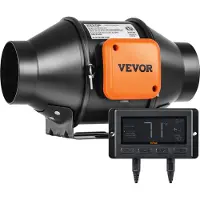 Vevor -kanavatuuletin, 102 mm, 129,7 CFM, hiljainen EC-moottorilla varustettu poistopuhallin, lämpötila- ja kosteussäätimellä jäähdytyksen tehostamiseen, kasvatustelttoihin, vesiviljelyyn