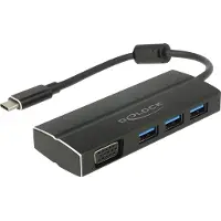 DeLOCK – USB 3.1 Gen 1 Adapter USB Type-C to 3 x USB 3.0 Type-A Hub + 1 x VGA (63932)