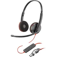 Poly – Poly Blackwire 3210 -USB-C-monokuulokemikrofoni, musta + USB-C-/A-sovitin (tukkupakkaus), Langallinen, Business/Everyday, 97 g, Kuulokkeet, Musta (8X2J8A6)