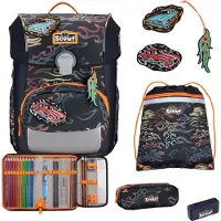 Scout Neo Exklusiv Safety Light Koulureppu-setti 5-osainen Musta