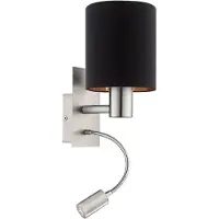 Eglo 96483 - LED-seinävalaisin PASTERI 1xE27/40W+LED/3,5W musta