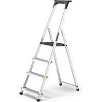 Drabest Alumiiniset PRO-kotitaloustikkaat , 4 askelmaa, hyllyllä, 150 kg