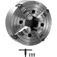 Vevor 4-leukainen sorvin istukka, 10 tuumaa (250 mm), sorvin istukka, 0,6-9,84 tuumaa (15-250 mm) Kiinnitysalue T-avaimella, käännettävät leuat, HT300 valurautamateriaali, sisä- ja ulkoleuat puu- ja m