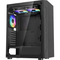 Vevor PC Gaming -kotelo, keskitorni, tietokoneen kotelo tehokkaalla ilmavirtauksella varustetulla karkaistulla lasipaneelilla, pölysuodattimella, 3 x 120 mm ARGB-tuulettimella, helppo kaapelinhallinta