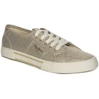 Pepe Jeans for woman. PLS31439 Brady Party Basic Sneakers gold (37), Flat, Laces, Casual