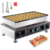 Vevor 50PCS Mini hollantilainen pannukakkukone, tarttumaton ruostumattomasta teräksestä valmistettu Dorayaki-leipuri, 1800 W:n kaupallinen sähköinen Poffertjes-grillipannu, kaksoislämpötila ja aikasää