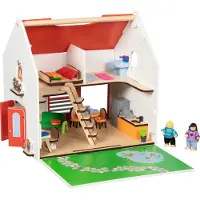 Goki - Wooden Portable Doll House with Accessories