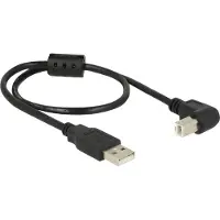 DeLOCK 2.0 USB-A - USB-B -kaapeli, suora-kulma, 0,5m, musta