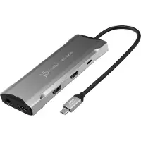 J5CREATE 4K60 Elite USB-C Triple Monitor 8-in-1 -telakka, hopea