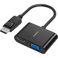 Hama 2-in-1 DisplayPort to HDMI & VGA - Videoadapteri, Musta