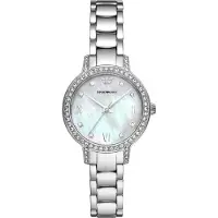 Giorgio Armani Analoginen kello hopea / helmenvalkoinen