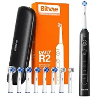 Bitvae Sähköhammasharja Rotary toothbrush with tips set and travel case R2 (black)