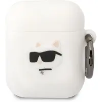 Karl Lagerfeld Silikoninen Choupette-pääkotelo AirPods 1:lle, valkoinen