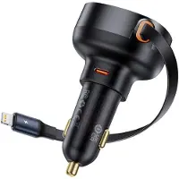 Baseus Enjoyment Pro -autolaturi 55W, jossa on sisäänvedettävä valaistuskaapeli