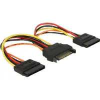 DeLOCK 60143, SATA 15-pinninen, 2 x SATA 15-pinninen, 0,15 m, Uros, Naaras, Musta, Oranssi, Punainen, Keltainen