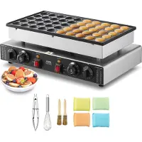 Vevor Mini hollantilainen pannukakkugrilli, 50 kpl 43 mm:n halkaisijaltaan oleva Dorayaki-leipuri, 1700 W:n kaupallinen sähköinen Poffertjes-grilli, tarttumaton ruostumaton teräs, kaksoislämpötilan ja