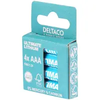 Deltaco – Ultimate Lithium batteries, 1.5V, LR03/AAA size, 4-pack (ULT-R03LI-4P)