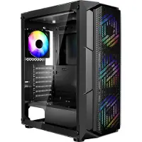 Vevor PC Gaming -kotelo, keskitorni, tietokoneen kotelo tehokkaalla ilmavirtauksella varustetulla karkaistulla lasipaneelilla, pölysuodattimella, 4 x 120 mm ARGB-tuulettimella, helppo kaapelinhallinta