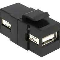 DeLOCK – Keystone Module USB 2.0 A female > USB 2.0 A female black (86367)
