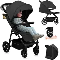 Lionelo Matkarattaat 22 kg asti, suuret maastorenkaat, jousitus, XXL-kuomu – Mira Grey Graphite