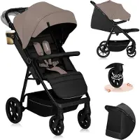 Lionelo Matkarattaat 22 kg asti, suuret maastorenkaat, jousitus, XXL-kuomu – Mira Beige Sand