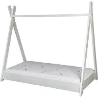 Velinda Puinen skandinaavinen lasten sänky + STANDARD-patjasetti, teltta 160x80, white