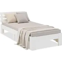Homestyle4u Yhden hengen sänky, Puinen sänky 90x200 lattialaudalla, 90x200 cm, Valkoinen