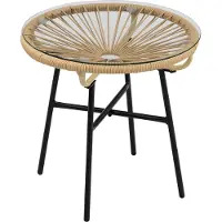 Aosom Pyöreä bistropöytä patiolle, musta+beige