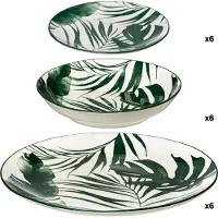 Secret De Gourmet 18-osainen "palme" astiasto: valkoinen ja vihreä