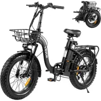 Vevor sähköpyörä, 250 W:n taittuva sähköpyörä aikuisille, jossa on 25 Ah:n suuri irrotettava akku, 36 V:n harjaton moottori, jopa 70 km:n toimintasäde, 7-vaihteinen ilmatäytteinen paksurengas sähköpyö