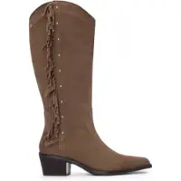 Carmela for woman. 16266402-TAUPE Leather Boots 162664 taupe (37), Brown, 3 to 5 cm, Split Leather, Zip, Casual