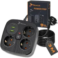 Reagle 3M ylijännitesuoja 3 pistorasiaa 2x USB 2x USB-C