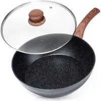 By Lille Vilde Paistinpannu graniitti lasikannella BLACK&amp;WOOD 28 cm 35 l musta